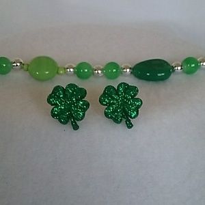 Glitter four leaf clover post earrings